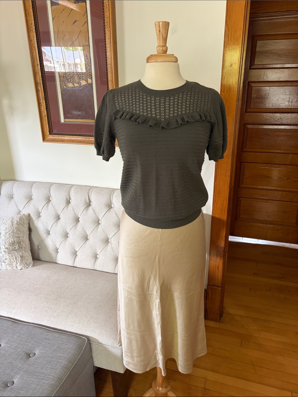 LOFT Short Sleeve Ruffle Sweater